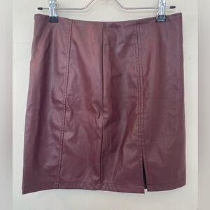 Mango Faux Leather Mini Skirt in Burgundy